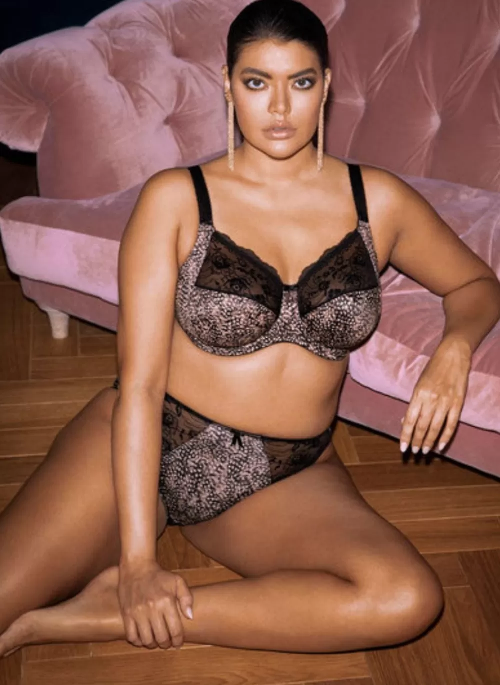 Elomi Plus Size | Non-Moulded<Morgan UW Bra Print Ebony