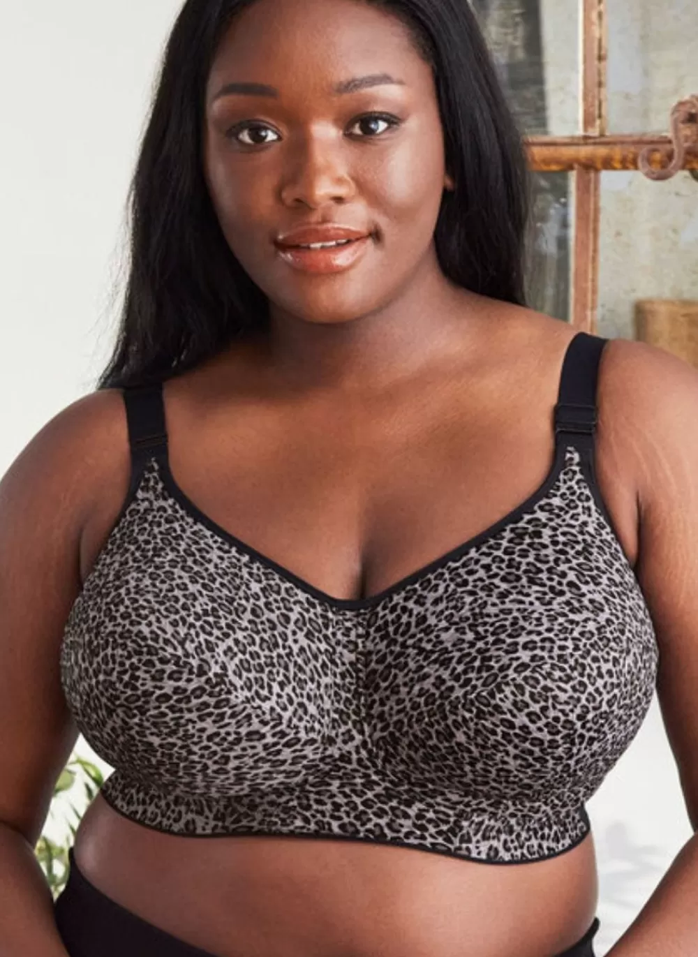 Goddess Plus Size | Wirefree<Celeste Non Wired Bra Gray Leopard