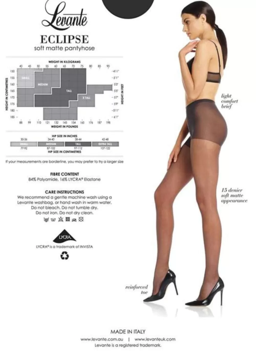 Levante Accessories<Eclipse Pantyhose 15 Denier Nero