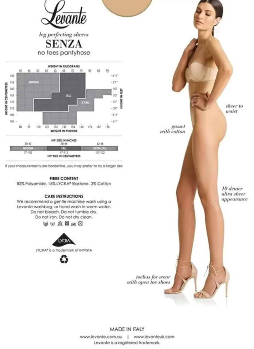 Levante Accessories<Senza No Toes Pantyhose 15 Denier Naturel